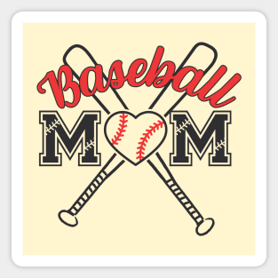 Baseball Mom with Heart Inside the Ball Magnet